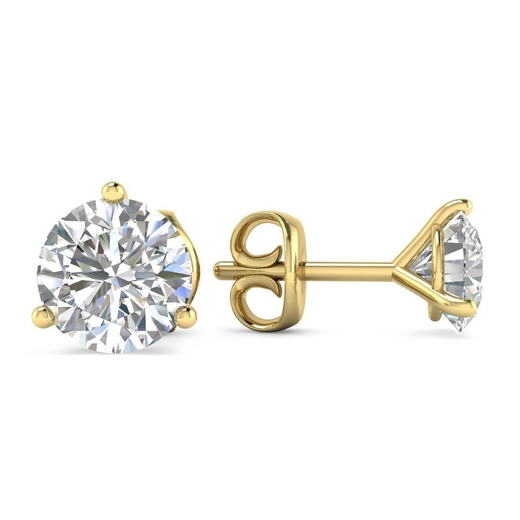 Mens Gold Round Solitaire Earring embellished with Swarovski Zirconia   HighSpark