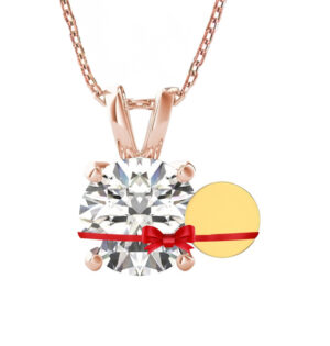Euphoria Jewellery 14KT BIS Hallmark Rose Gold EF VVS 1 CT Solitaire Certified Diamond Pendant Without Chain