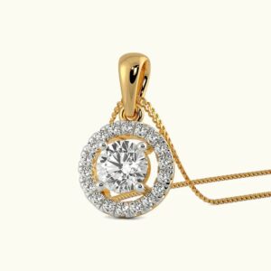 Euphoria Jewellery 14KT BIS Hallmark Round Diamond  Pendant Without Chain
