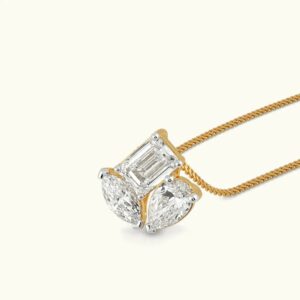 Euphoria Jewellery 14KT BIS Hallmark Pear Emerald Marquise Pendant Without Chain