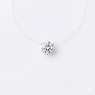 Euphoria Jewellery 14KT BIS Hallmark Invisible Floating Diamond Necklace