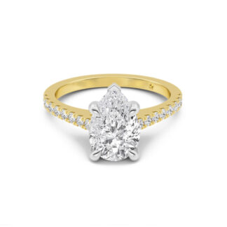 Euphoria Jewellery 14KT yellow BIS Certified Hallmarked 1.50 CT Women's Pear Round Halo LabGrown Diamond Ring